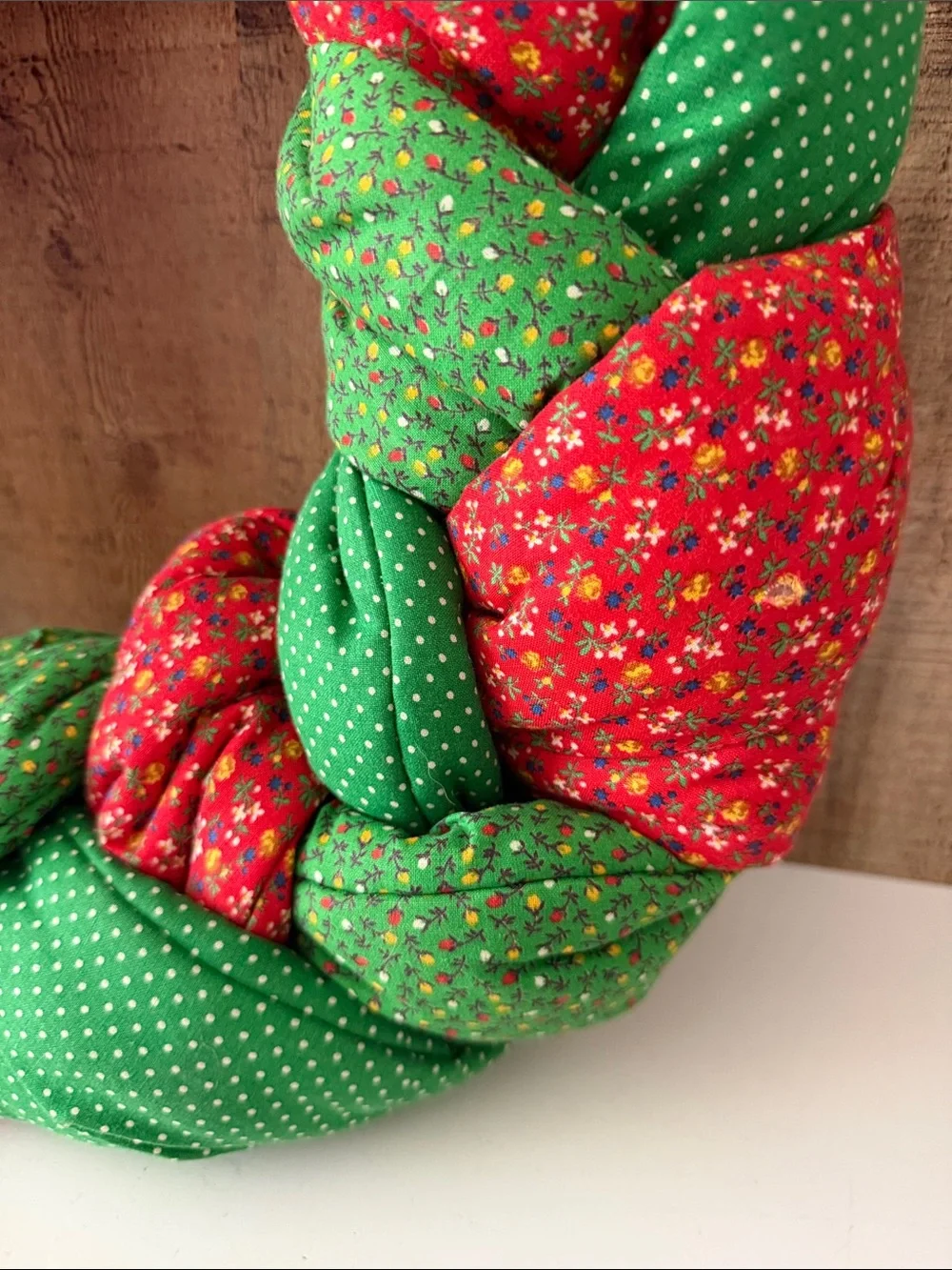 VTG large handmade quilted patchwork kitschy Christmas wreath